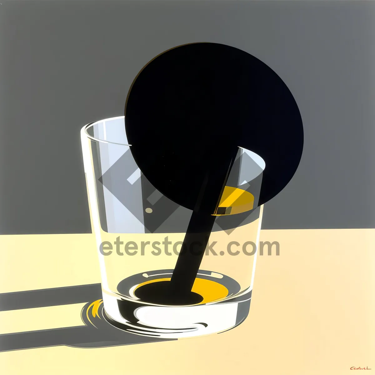 Picture of Device on Glass with Alcoholic Drink and Gramophone