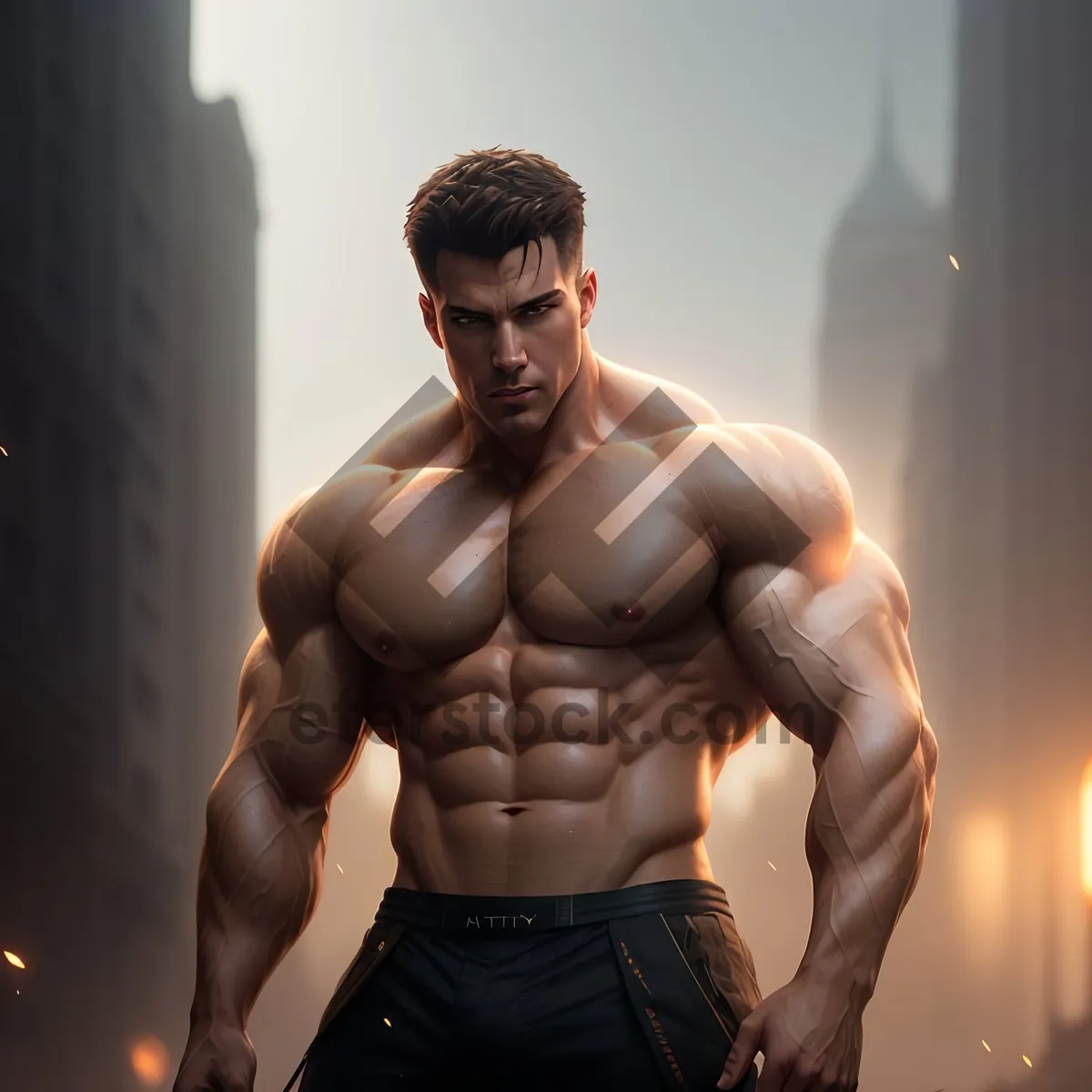 Picture of Ripped and Powerful: Muscular Male Bodybuilder Flexing