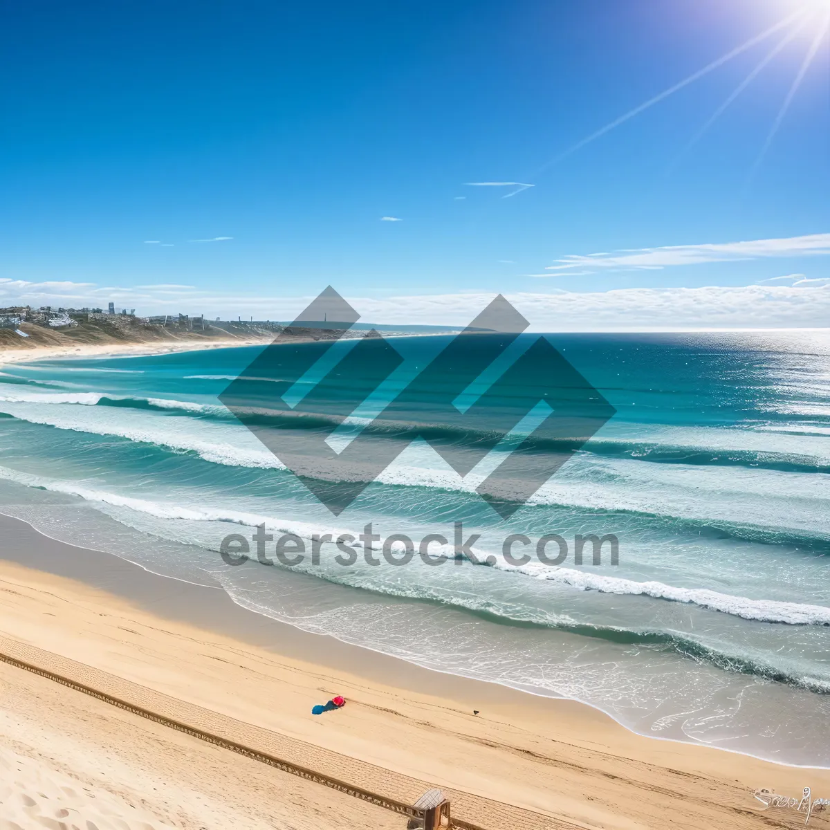 Picture of Serene Shoreline Bathed in Sunshine: Tranquil Tropical Beach Paradise