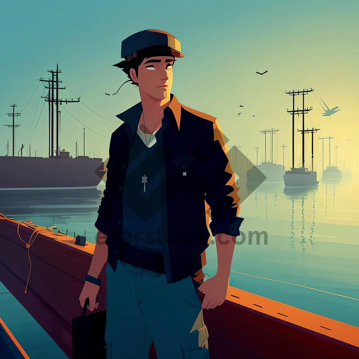 Picture of Handsome Construction Worker in Hardhat