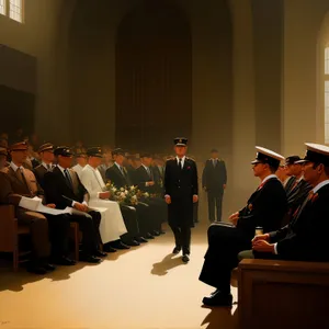 Corporate team discussing business strategy in modern office.