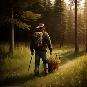 Man operating lawn mower in outdoor leisure