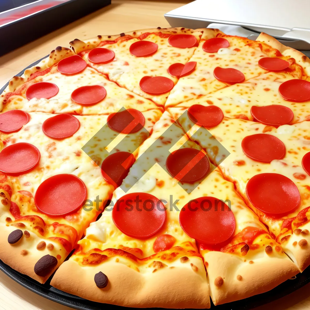 Picture of Delicious Gourmet Pizza with Pepperoni and Cheese