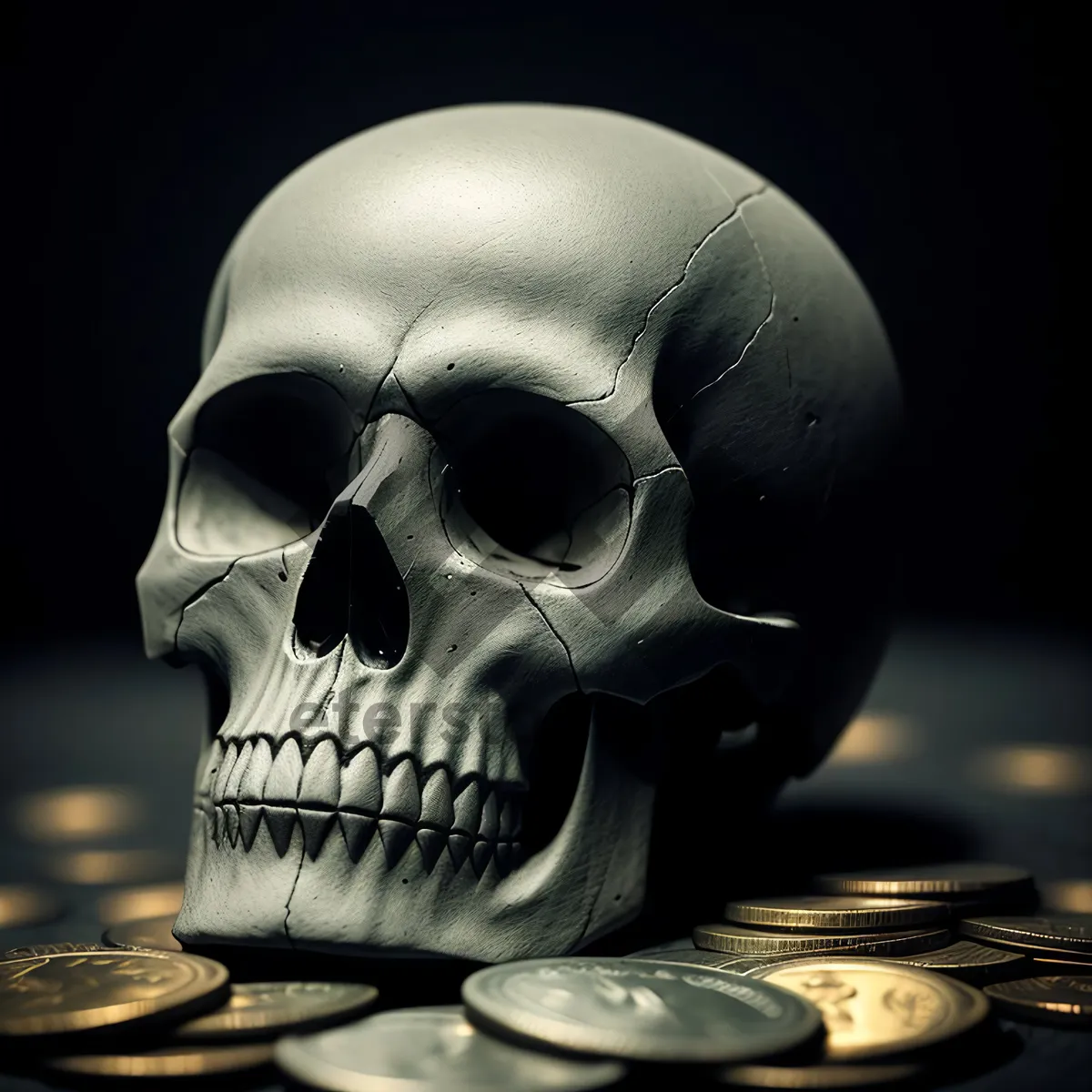 Picture of Fearsome Skull Covering in Bone Sculpture