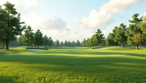 Sunny Summer Field Landscape with Clouds