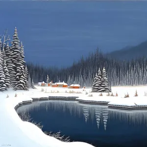 Snowy Winter Seascape Vacation with Vessel