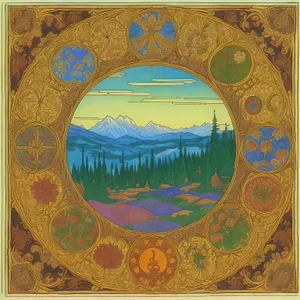 Mosaic Prayer Rug: Antique Artwork with Decorative Design