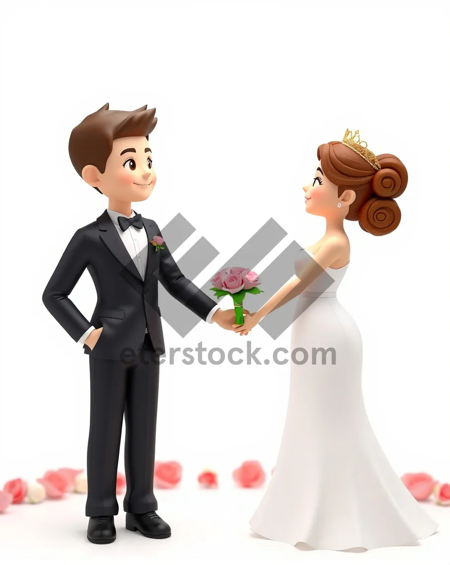 Picture of Cartoon newlywed bride and spouse