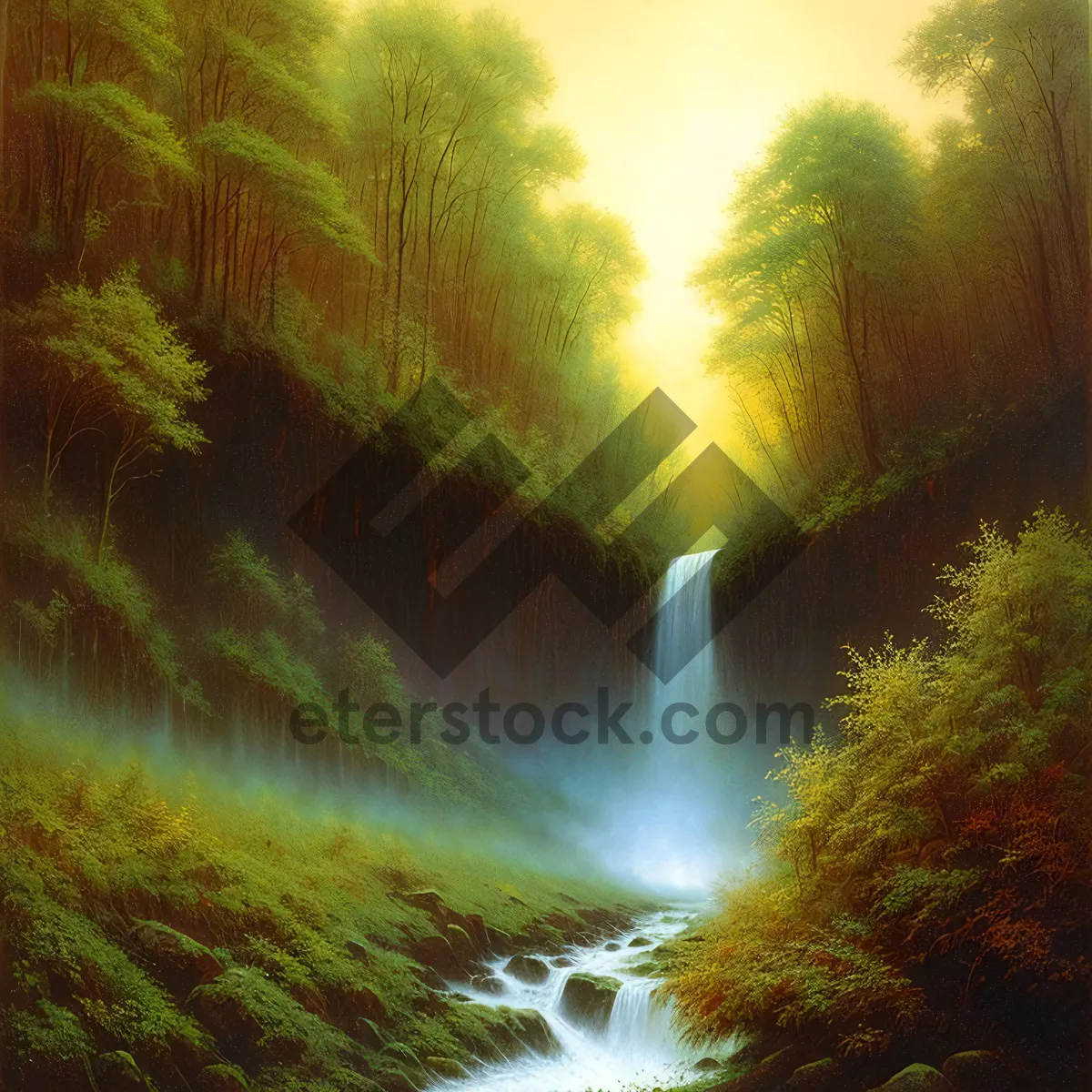 Picture of Sunset Fountain in Celestial Landscape