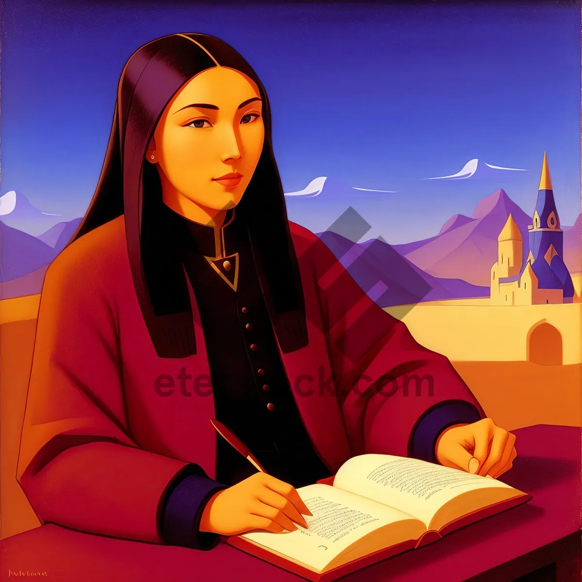 Picture of Happy Businesswoman Working on Laptop in Office