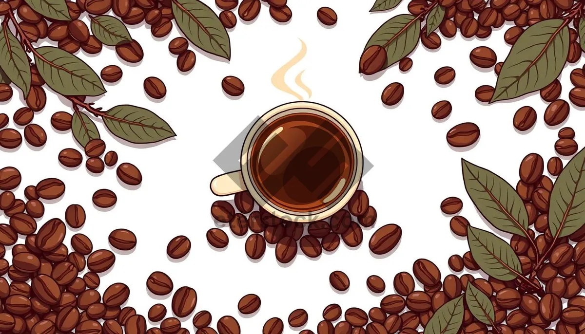Picture of Floral Coffee Cup Retro Design Wallpaper