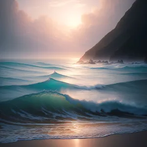 Vibrant Sunset Over Serene Ocean