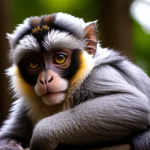 Macaque Monkey in Natural Jungle Habitat
