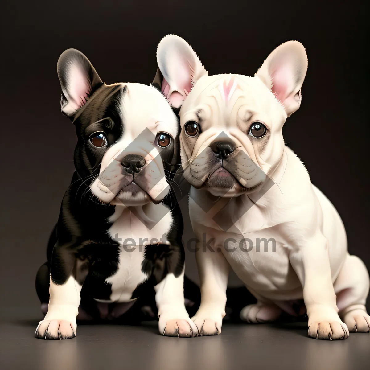 Picture of Cute Bulldog Puppy with Adorable Wrinkles - Studio Portrait