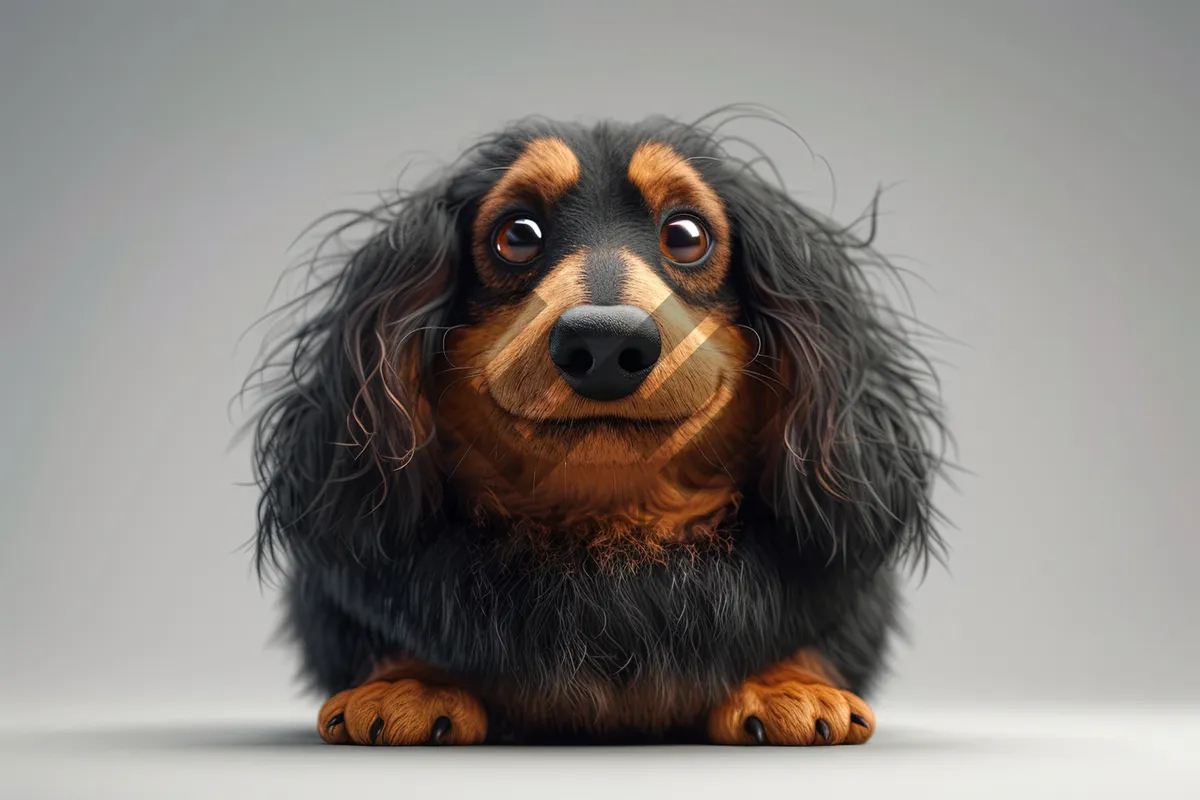 Picture of Cute brown miniature purebred puppy in studio portrait