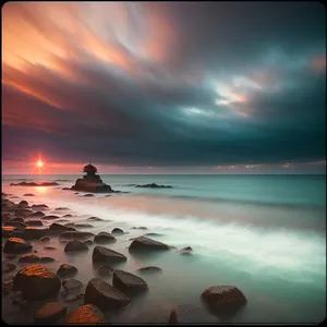 Tranquil Sunset over Blissful Beach