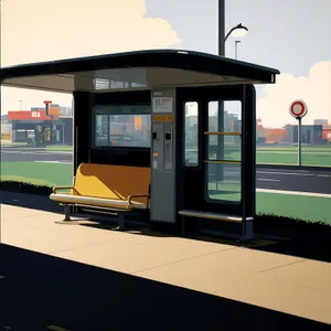 Office travel station with car and tramway