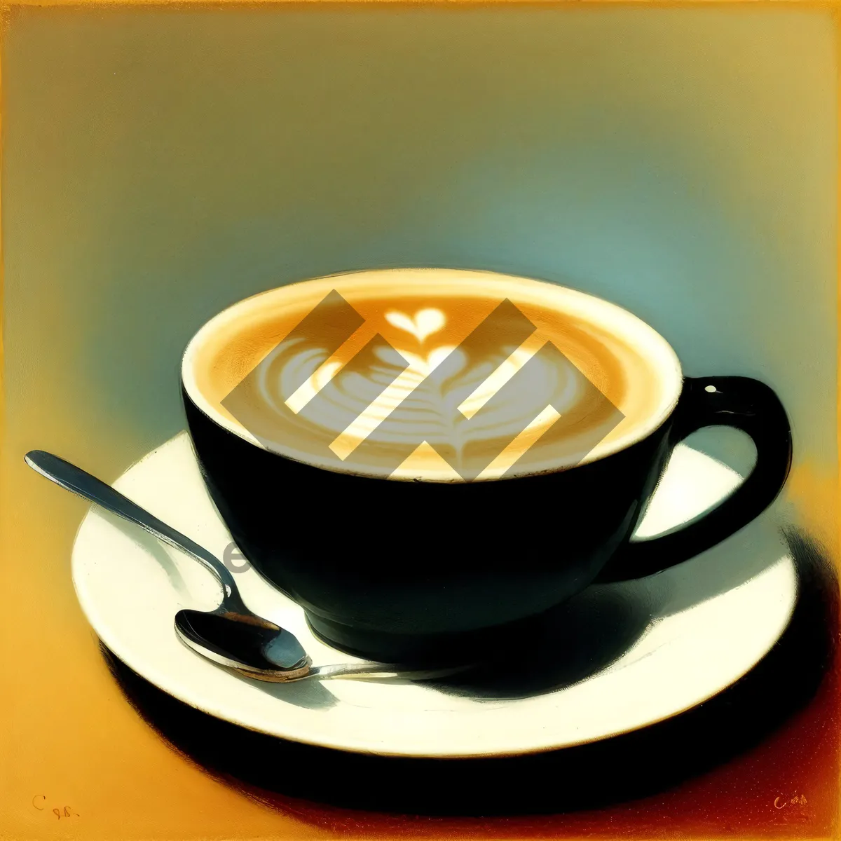 Picture of Hot Cup of Aromatic Espresso on Saucer