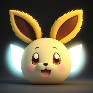 Bunny Fun: Playful Rabbit Cartoon Character with Smiling Face