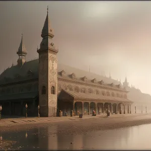 Iconic Turkish Mosque Against Majestic City Skyline