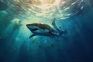 Underwater Marine Life: Shark in Tropical Reef