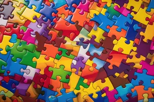 Colorful puzzle pieces connecting for business success