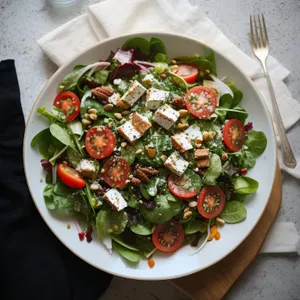 Delicious vegetable salad with fresh ingredients.