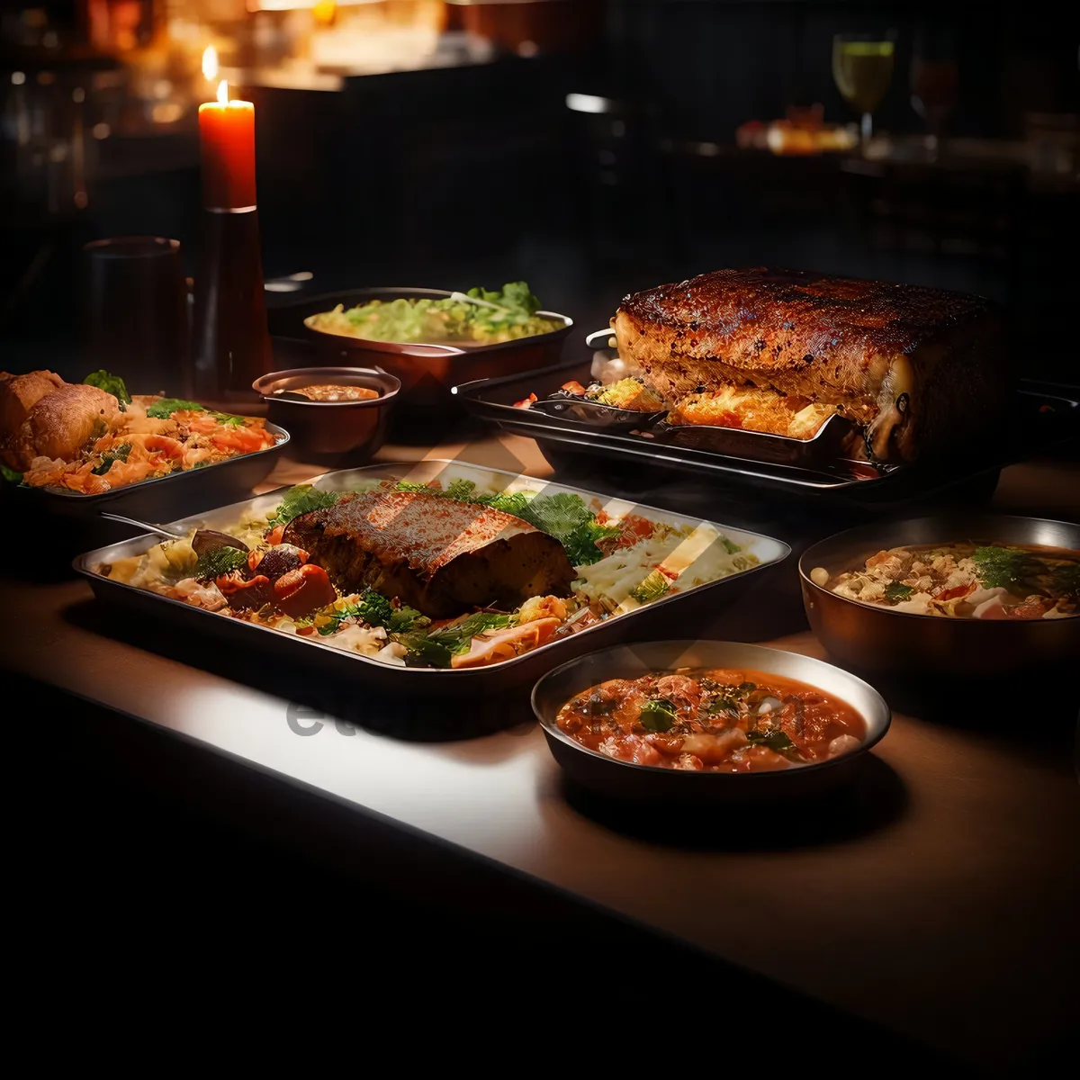 Picture of Fresh Gourmet Meat and Vegetable Dish with Cheese