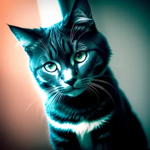 Adorable gray tabby kitten with curious eyes