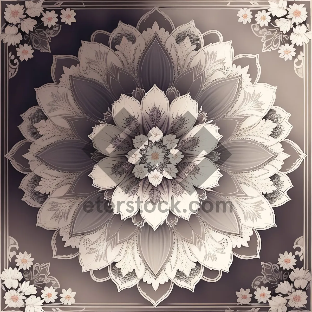 Picture of Vintage Floral Arabesque Ornament - Retro Decorative Pattern