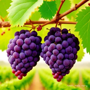 Juicy Purple Grape Cluster in Vineyard