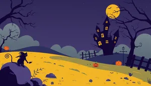 Halloween Moonlit Silhouette Design Illustration