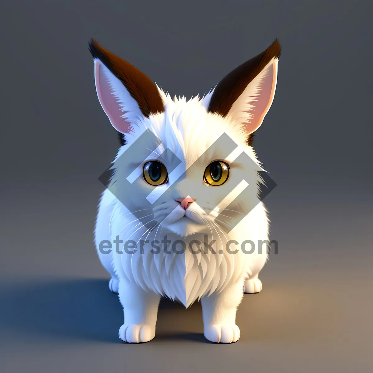 Picture of Furry Feline Cutie Sitting with Whiskers