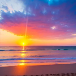 Sunset Reflection on Tranquil Ocean Waves