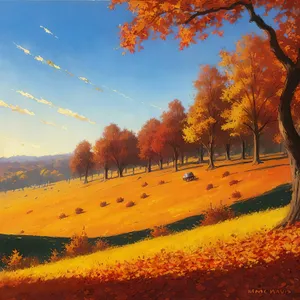 Autumn's Golden Canopy: A Serene Rural Landscape
