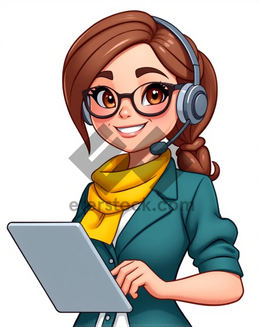 Picture of Cartoon Boy Child with Headset Clip Art