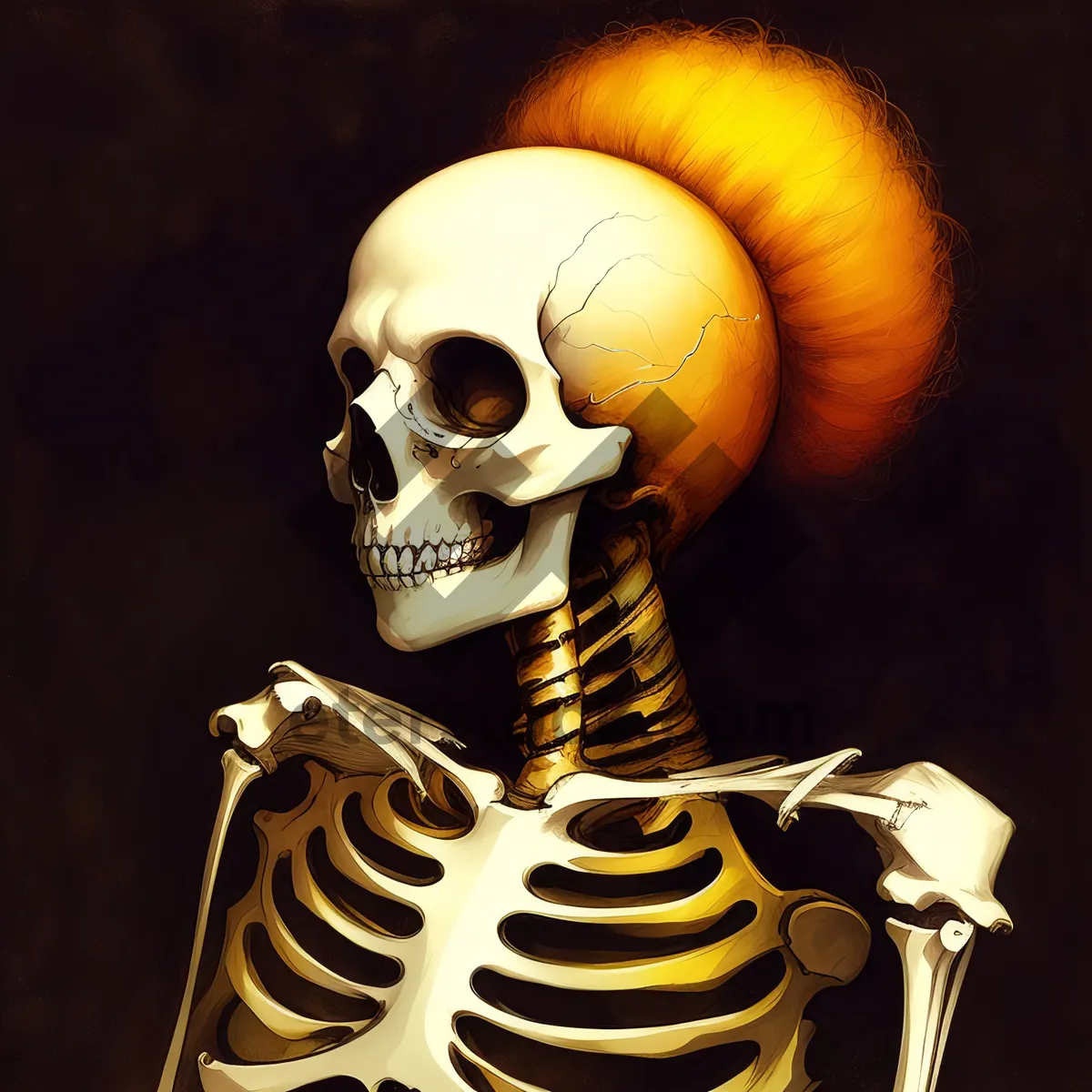 Picture of Spooky Skeletal Sculpture of Human Skull