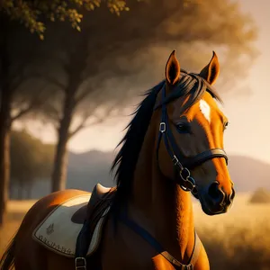 Brown Thoroughbred Stallion with Rider and Baseball Glove