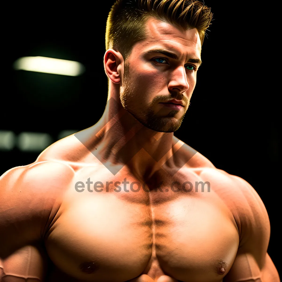 Picture of Ripped Male Bodybuilder Flexing Muscles