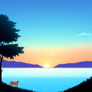 Vibrant Sunset Skyline in Summer Landscape