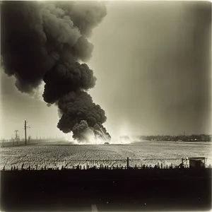 Industrial Smoke Tower Against Skyline: Powering the Factory