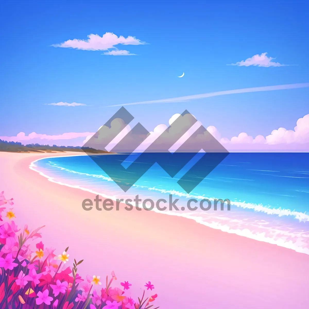 Picture of Sun-kissed Beach Oasis: Tranquil shores, turquoise waves