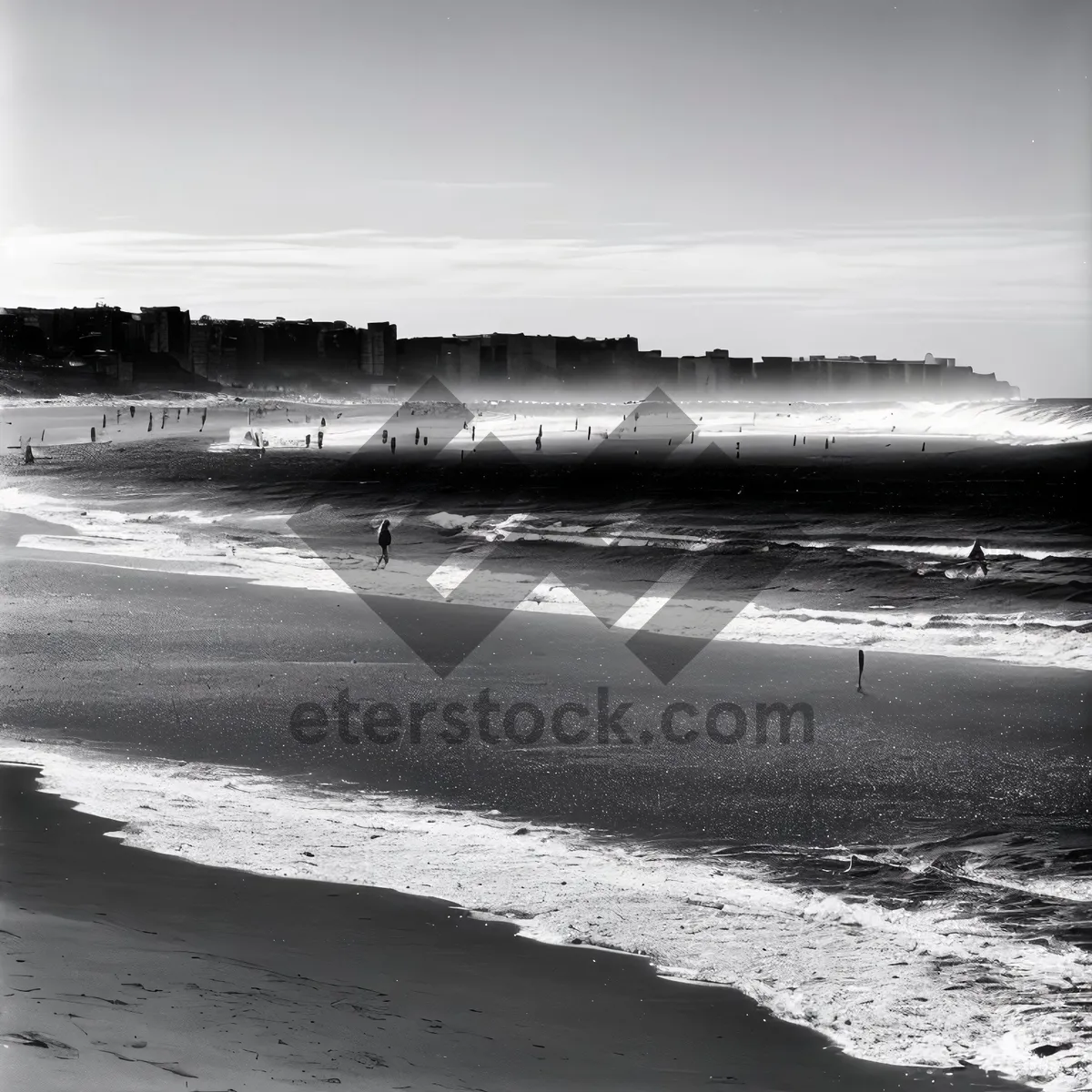 Picture of Tranquil Horizon: Beach Waves Under Sunny Sky