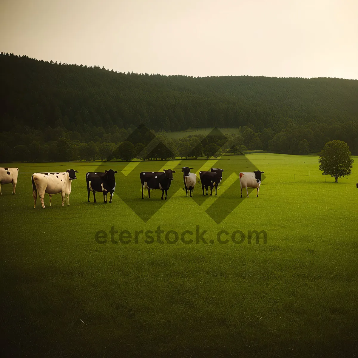 Picture of Serene Cattle Grazing in Rural Landscape