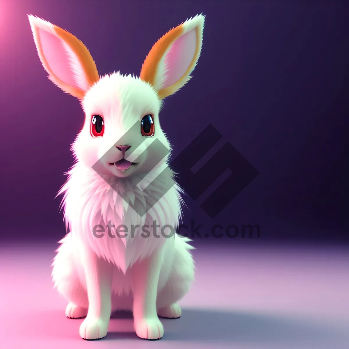 Picture of Furry Friends: Adorable Studio Portrait of a Cute Little Bunny with Soft, Tame Ears