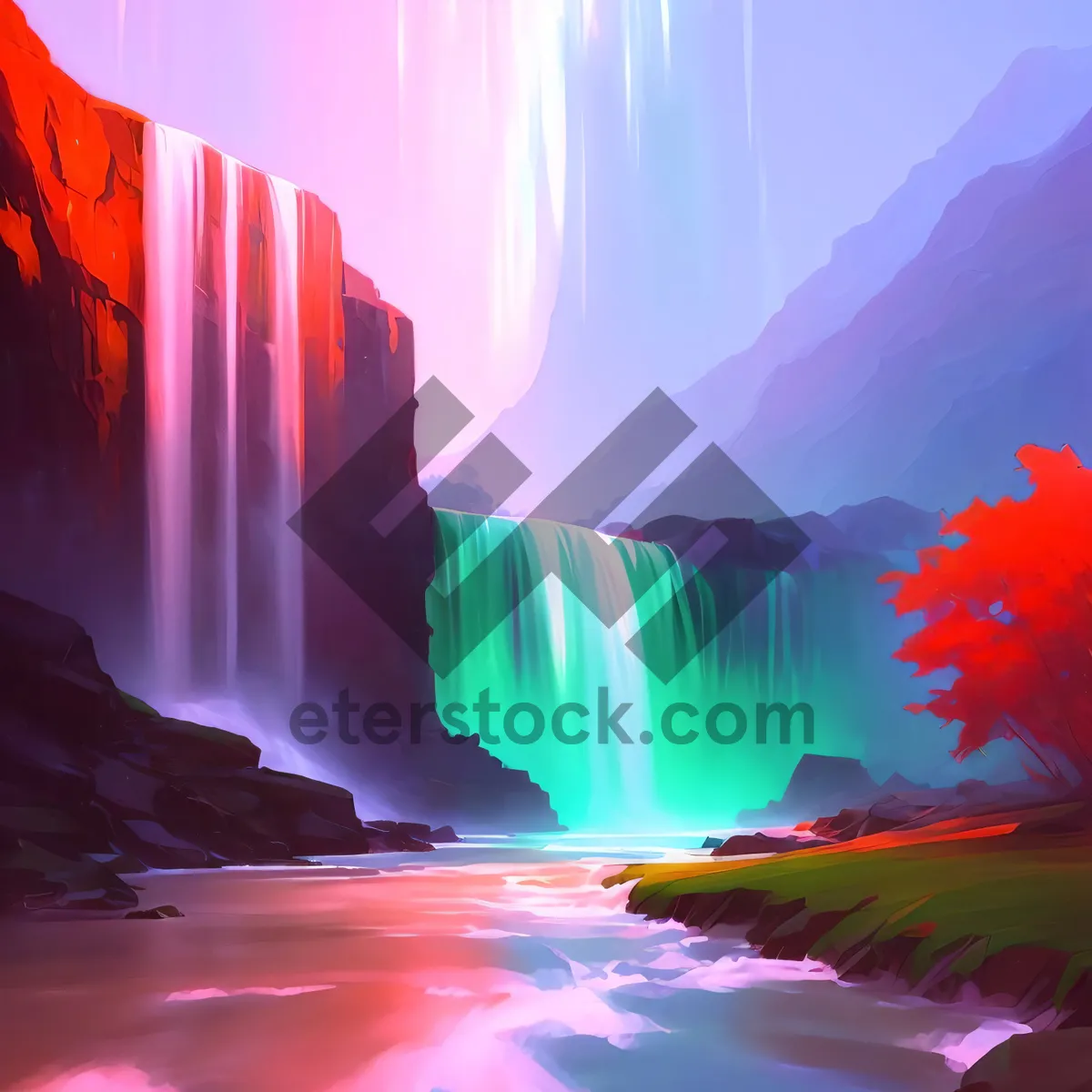 Picture of Mystic Moonlit Ravine: Digital Art Wallpaper