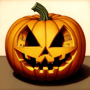 Glowing Pumpkin Lantern: Spooky Jack-o'-Lantern Faces Illuminated by Candle