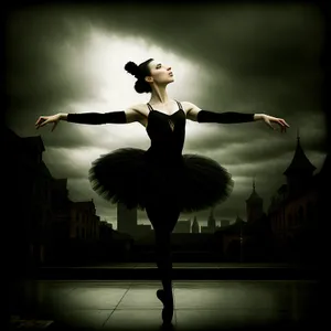Dynamic Ballet Performer in Mid-Air Leap