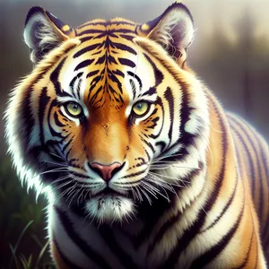 Majestic Jungle Predator: Striped Tiger Roams