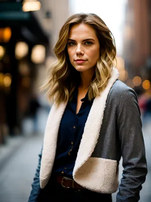 Happy businesswoman in professional office setting smiling happily.